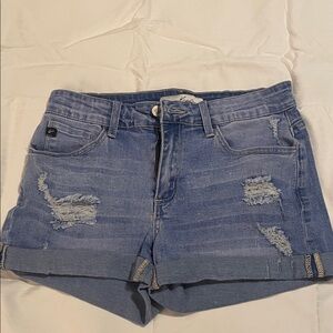 Blue Distressed Denim Shorts